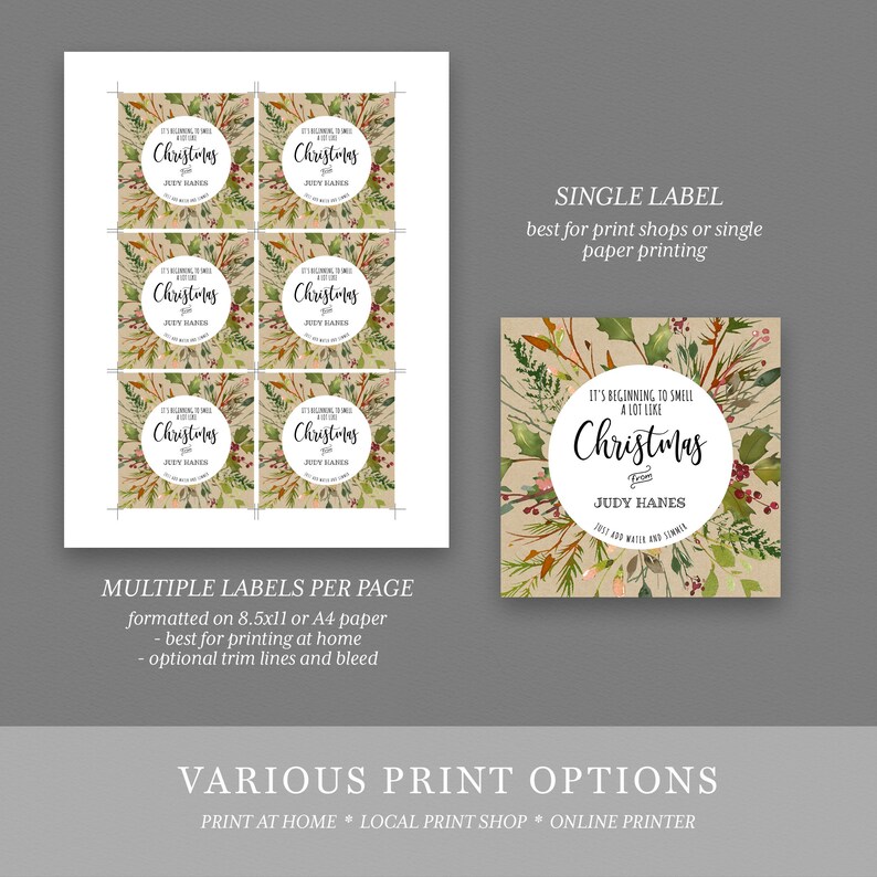 Christmas Potpourri Gift Tag EDITABLE Treats Favor Label Etsy