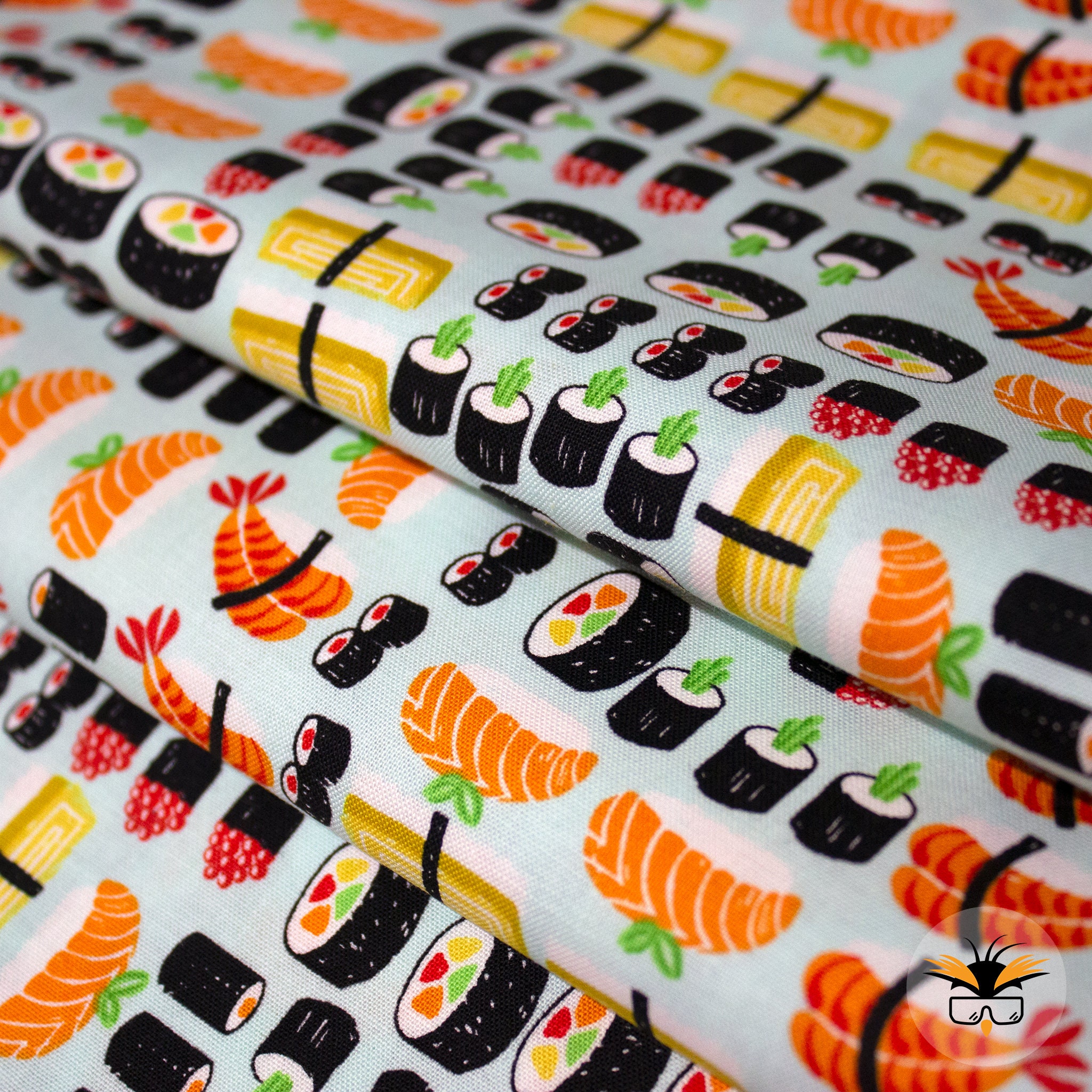 100 Cotton Sushi Pattern Fabric Japanese Fabric Sushi Etsy UK