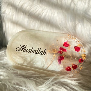 Resin Jewelry Dish | MashAllah Vanity Tray | Handmade Resin Art | Handmade | Islamic Vanity Tray | Eid Gift | Gift |