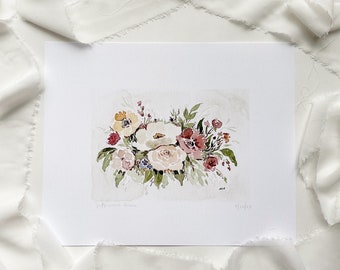 Floral Art Print, vintage floral art print, watercolor flowers art, gift for mother, flower art, nursery art print, favorite flower art