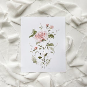 Pink Rose Flower Art Print, Rose art print, watercolor rose art, gift for mother, flower art, nursery art print, favorite flower art