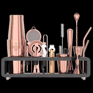 Prime Day SALE - Elite Bartender Kit | 20-Piece Cocktail Shaker Set with Bamboo Stand for Home Drink| Bar Set of Durable Rustproof Steel