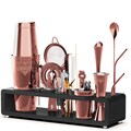 Bartender Kit with Stand, 20-Piece Cocktail Shaker Set, Groomsmen Gift, Wedding Gift for Couple, Mixology Bar Tools, Home Bar, Matte Black