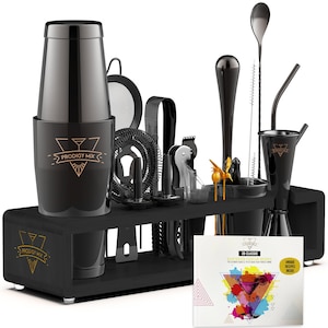 SPRING SALE - Elite Mixology Bartender Kit with Stylish Stand | 20-Piece Boston Cocktail Shaker Set for Home Bartending | Bonus Recipe Cards