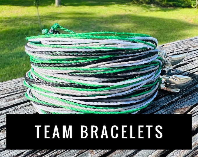 Custom Team Bracelets – Pura Vida Style Adjustable Braided Team Jewelry, Sports Team Colors & Group Gift