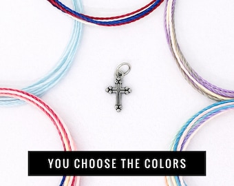 Cross Bracelet – Custom Pura Vida Style Adjustable Christian Jewelry, Faith Gift for Her