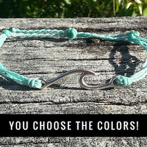 Wave Charm Pura Vida Style Bracelet/Anklet | Waterproof Bracelet | Wax String | Adjustable Bracelet | Boho Bracelet | Puravida | Beachy