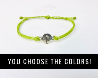 Compass Charm Custom Pura Vida Style Bracelet/Anklet | Waterproof Bracelet | Wax String | Adjustable Bracelet | Boho Bracelet | Travel