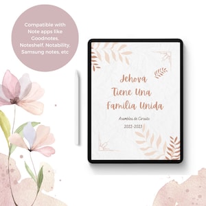 JW Assembly &quot;Jehova Tiene Una Familia Unida&quot; Digital/Printable Notebook for GoodNotes, and other note apps / Hyperlinked /Spanish / Español