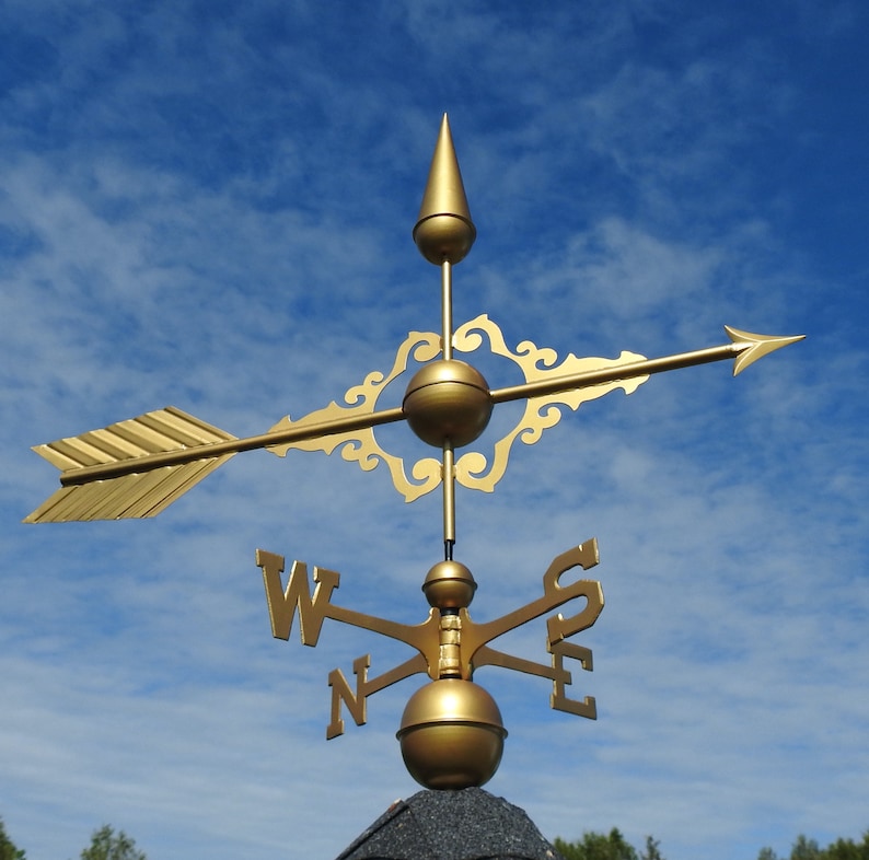 Copper Royal Arrow Weathervane With Antique Brass Finish Etsy