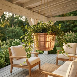 Hanging copper planter