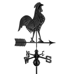 Large Rooster Weathervane Black Finish