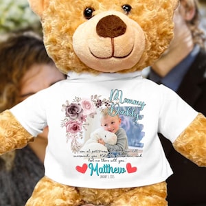 Loss of Child Personalized Photo Memory Teddy Bear, Passed Away Son Daughter Sympathy Cancer Gift, Keepsake Remembrance Grieving Mom Dad