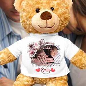 Infant Baby Loss Personalized Photo Memory Teddy Bear, Loss of a Child Son Daughter Newborn Sympathy Gift, Remembrance Grieving Mom Dad Gift