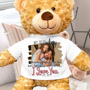 Photo Personalized Teddy Bear Gift, Memory Bear, Loss of Dad Gift, Loss of Father Photo Bear, Gift to Daughter from Dad, Daughter Gift Dad