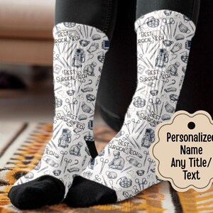 SURGERY Socks, Personalized OR Nurse RN Gift, Surgical Technologist Gift, Sterile Technician, Scrub Tech, Surgery Student Graduation Gift