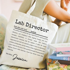 Personalized Lab Director Definition Tote Bag, Laboratory Graduation Gift, Lab Week, Medical Lab Science Bag, Lab Tech, Lab Scientist