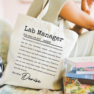 Personalized Lab Manager Definition Tote Bag, Laboratory Graduation Gift, Lab Week, Medical Lab Science Bag, Lab Tech, Lab Scientist