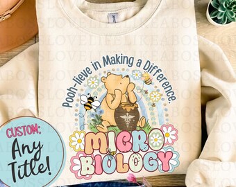 Any Title Classic Pooh Lab Sweatshirt Hoodie Long Sleeves Shirt, Medical Lab Science Graduation Lab Week Gift, Microbiology Blood Bank