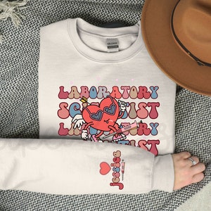 Personalized Lab Scientist Retro Sweatshirt, Laboratory Mother&#39;s Day Gift, Lab Week Sweater, Lab Tech Phd Medical Student Graduation Gift