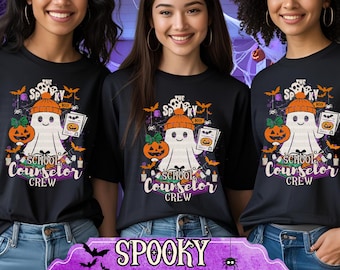 Spooky School Counselor Halloween Ghost Shirt, Guidance Counselor Fall Coquette Shirt, School Staff Halloween Gift, School Counselor Gifts