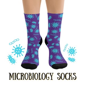 MICROBIOLOGY SOCKS, Medical Lab Science, Women of Science, STEM Teacher, Science Socks, Science Graduation Gift, Phd, Science Teacher Gift