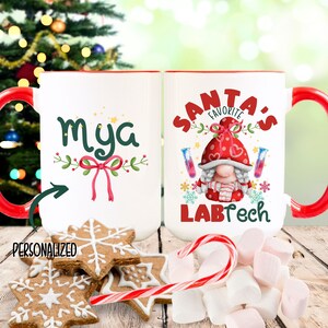 Personalized Lab Tech Christmas Mug, Lab Tech Xmas Gift, Medical Student Gift, Laboratory Mug, Lab Technician Mug, Medical Lab Science Gift