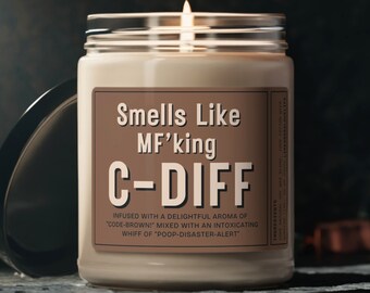 Smells Like Cdiff Doctor Nurse Soy Candle, Laboratory Microbiologist Lpn CNA Nursing Candle Gift, Funny ICU ER Nurse Practitioner Candle