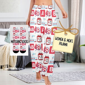 Blood Bank Pajama Pants, Medical Lab Science Graduation Gift, Lab Tech Pj Pants, Laboratory Scientist Lounge Pants, Lab Week Gift, Xmas Gift