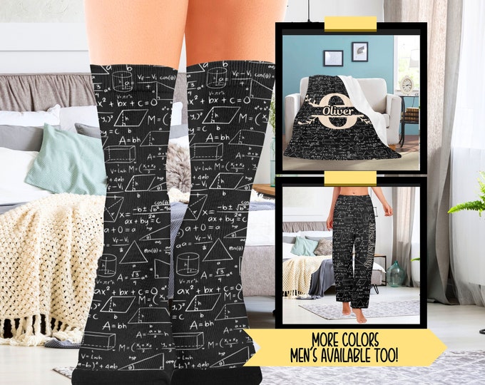 Math Teacher Christmas Socks Gift, Algebra Teacher Xmas Socks, Middle School Teacher Graduation Gifts, Back to School New Teacher Socks
