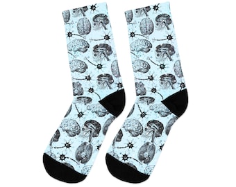 Vintage Brain Socks, Neurology Doctor Gift, Neuroscience Nursing Student Graduation Gift, Medical Doctor Socks, Brain Cancer Awareness Gift