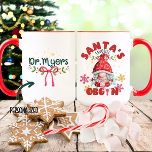 Personalized OBGYN Christmas Mug, OBGYN Assistant Gift, Obstetrician Gift, Gynecologist Holiday Mug, Gynecology Student Gift, OBGYN Mug