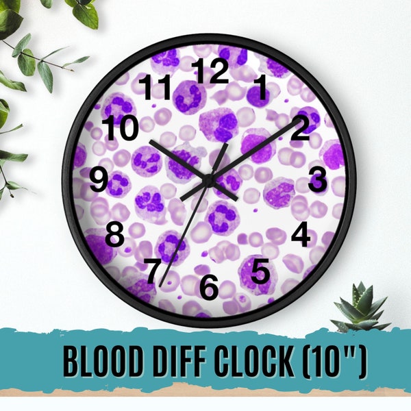 HEMATOLOGY WALL CLOCK, Medical Lab Science Gift, Lab Week Gift, Mother's Day Gift, Lab Tech Gift, Lab Scientist Gift, Oncology Nurse Gift