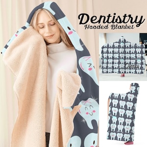 Personalized Dentist Hooded Blanket, Dental Assistant Graduation Gifts, Dental Hygiene Gifts, Orthodontist Gift, Dental Mom Blanket Gift