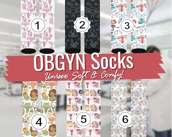 OBGYN Socks, Gynecology Graduation Retirement Christmas Gift, RN Obstetrics Nurse, Midwife Nurse Gift, Gynecologist Match Day, White Coat