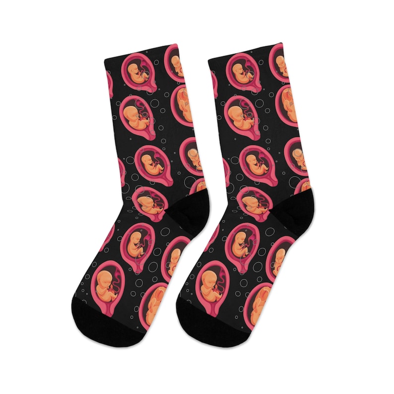 Fetal Development Socks, OBGYN Socks, Medical Student Socks, Midwife Nurse Socks, NICU Nurse Socks, Fertility Doctor Socks, Prolife Gift image 1