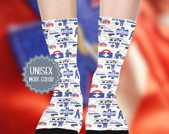PARAMEDIC Socks, EMT EMS Student Graduation Medic Gift, Ems Week Gift, 911 First Responder Ambulance, Emergency Medical Technician Socks