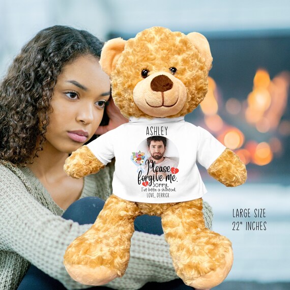 Photo I'm Sorry Teddy Bear Personalized, Girlfriend Gift Personalized,  Husband Gift for Mom, Wife Gift from Husband, Funny Boyfriend Gifts