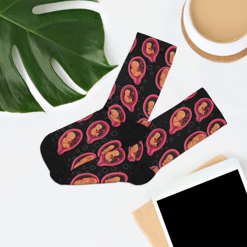Fetal Development Socks, OBGYN Socks, Medical Student Socks, Midwife Nurse Socks, NICU Nurse Socks, Fertility Doctor Socks, Prolife Gift image 2