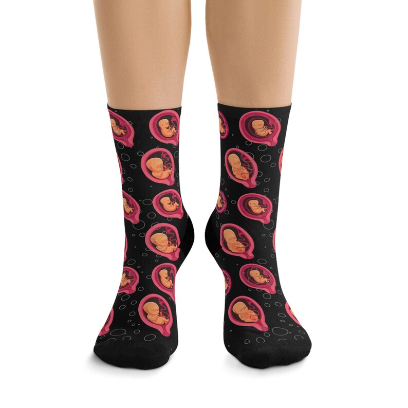 Fetal Development Socks, OBGYN Socks, Medical Student Socks, Midwife Nurse Socks, NICU Nurse Socks, Fertility Doctor Socks, Prolife Gift image 4