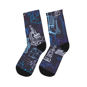 Laboratory Socks, PhD Grad Student Graduation Gift, Research Gift, STEM Teacher, Molecular Biology, Medical Science Socks, Women in Science