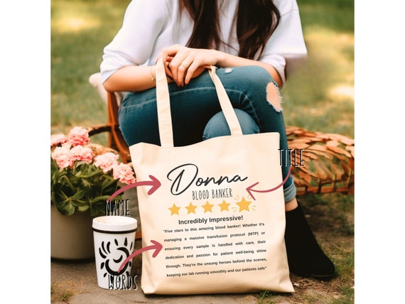 Personalized Blood Banker Tote Bag, Medical Lab Science Graduation Lab Week Gift, Lab Scientist Mother's Day Tote Bag, Women in Science Bag