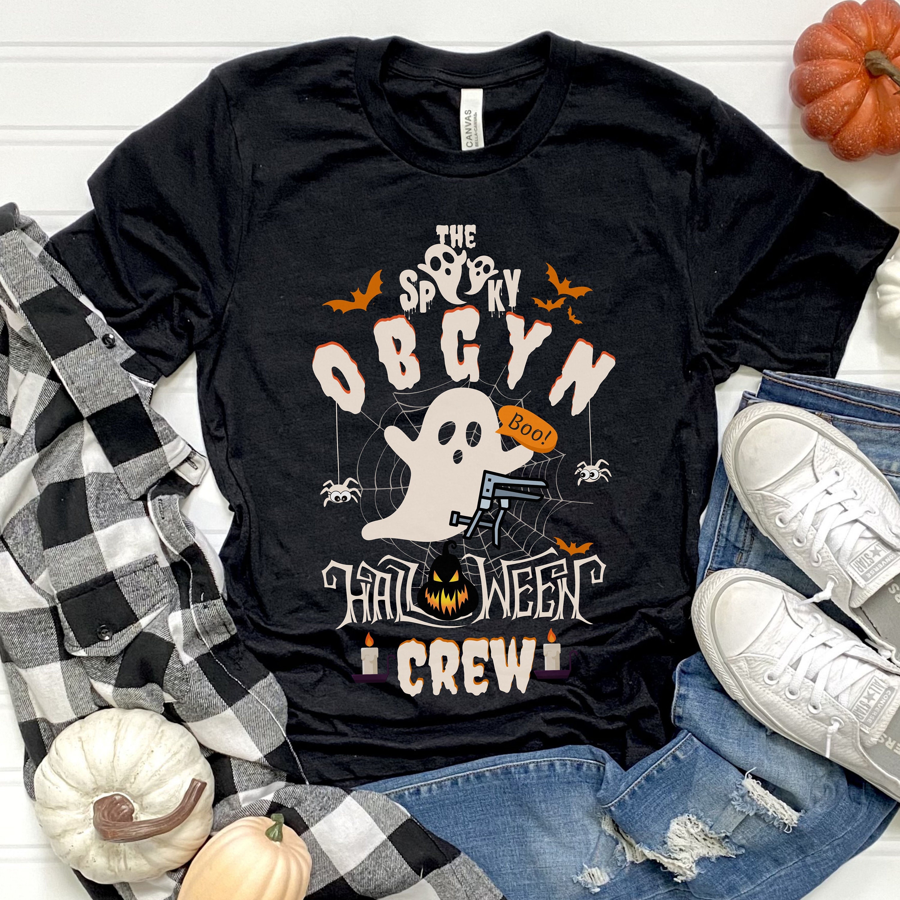 Spooky OBGYN Halloween Crew Shirt, OBGYN Gift, Gynecology Shirt ...
