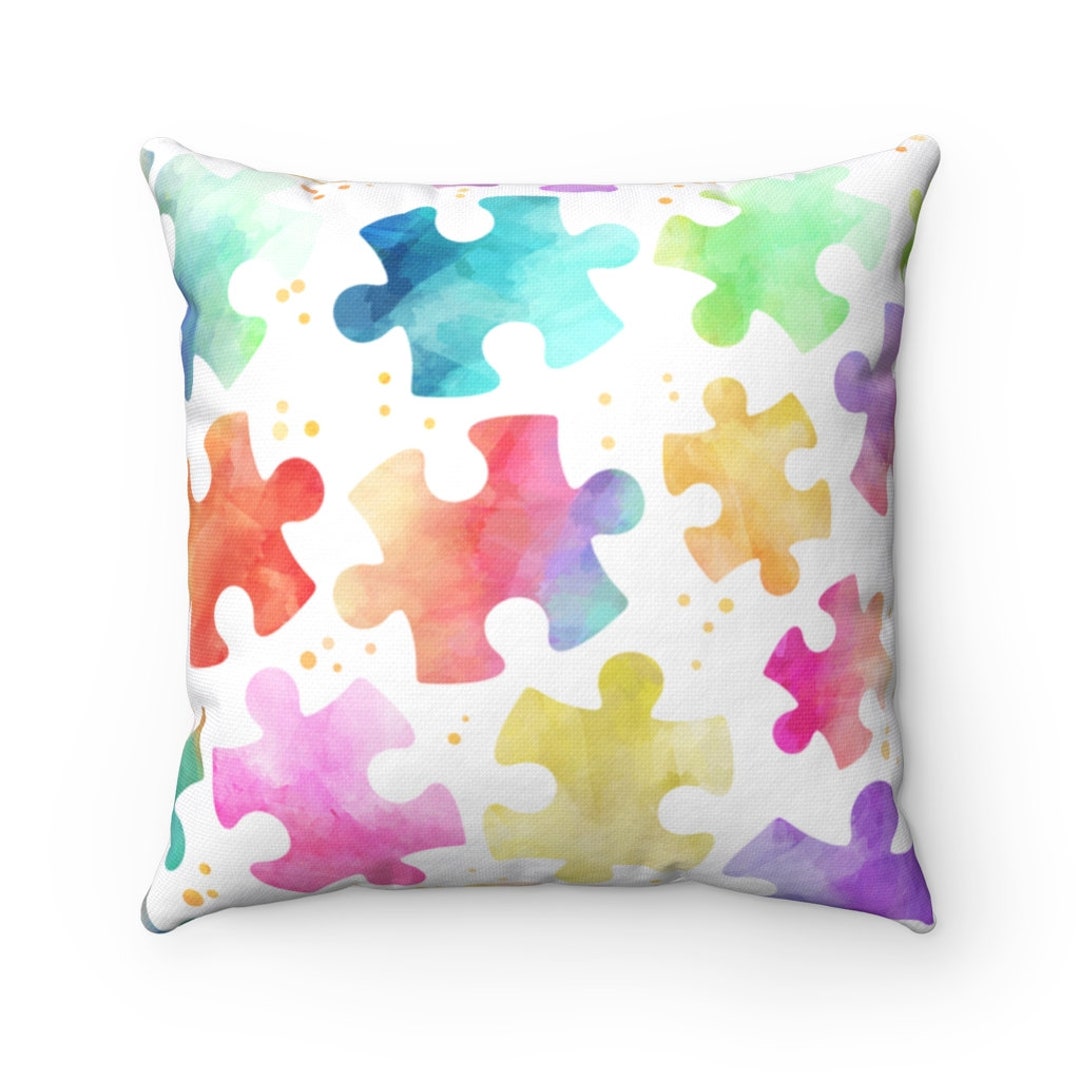 AUTISM PILLOW Soft Puzzle Pillow for Autism Autism Awareness Etsy