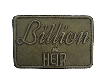 Billion Heir Hook and Loop Patch de Custom Crowns™ Tactical Morale Paintball - Suede Leather Camo / ¡Funciona con nuestras gorras de béisbol!