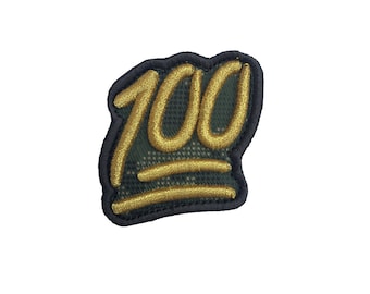 100% Emoji Hook and loop Patch da Custom Crowns™ Tactical Morale Paintball - Ricamo in pelle scamosciata denim / Funziona con i nostri berretti da baseball