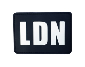 LDN London B&W Hook and Loop Patch from Custom Crowns™ Tactical Morale Paintball - PVC Rubber | Works with Our Baseball Caps!