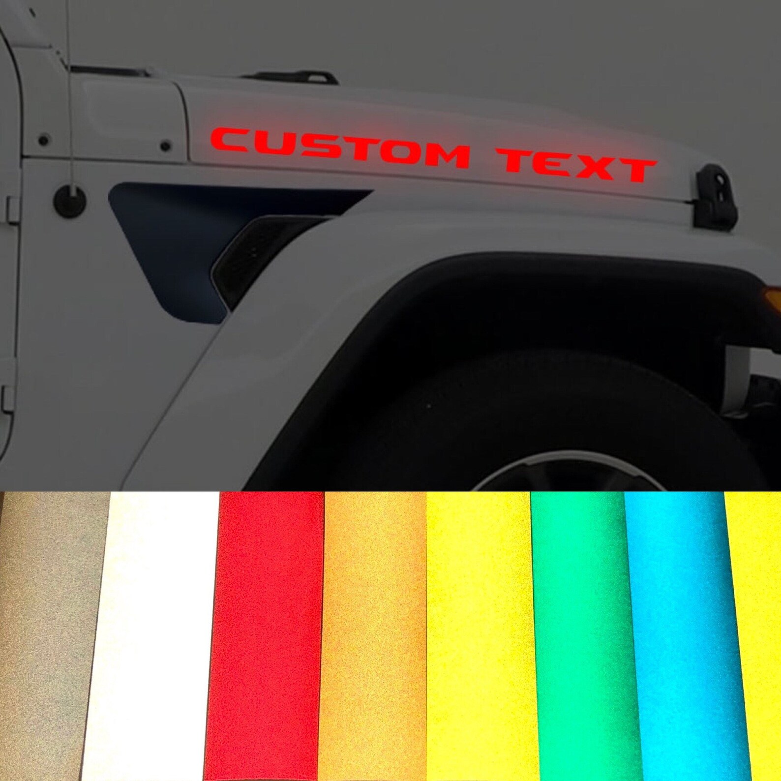 Jeep Custom Lettering Reflective Custom Text Hood Vinyl Decal for Jeep | 2 Decals | Custom ...