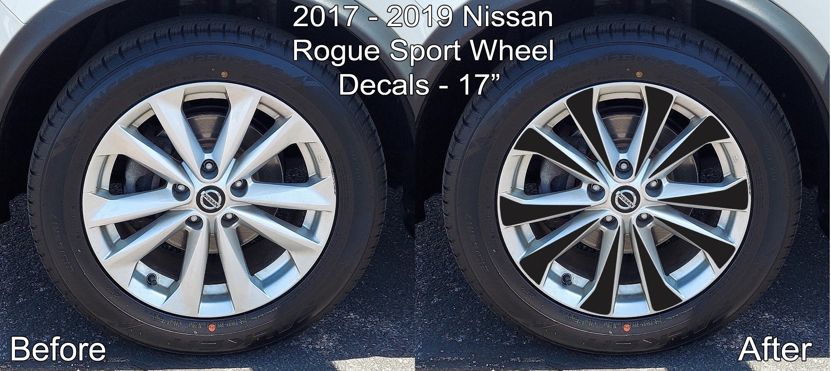 Vinyl Wheel Overlays for 2017-2019 Nissan Rogue Sport - 17" wheels | 8 Colors