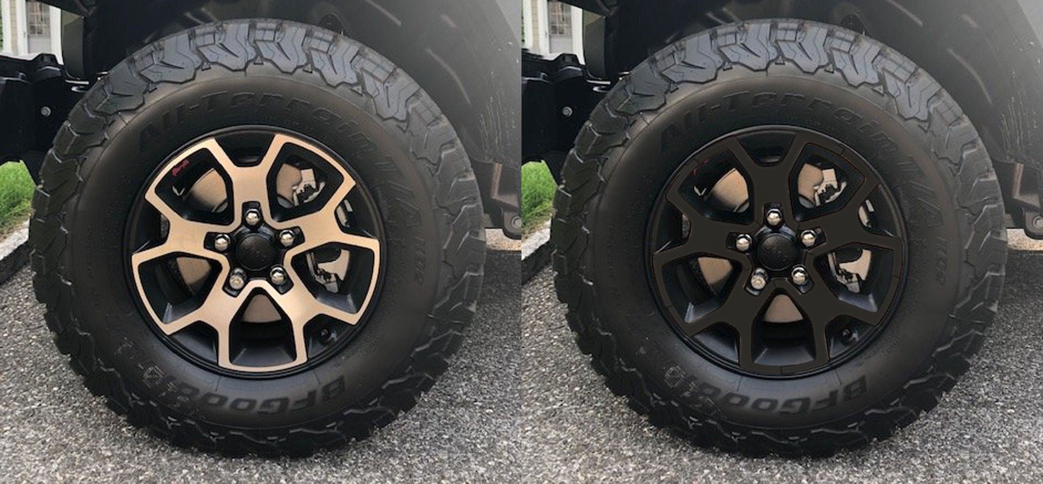 Vinyl Wheel Blackout Overlays for Jeep Wrangler Rubicon 2018-2022 - 17" Wheels | Full Coverage | 8 Colors